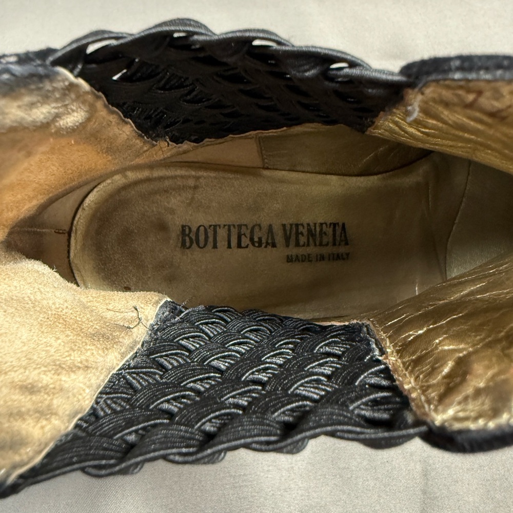 Vintage Bottega Veneta Suede Intrecciato Black Booties 6.5 Slip On Chelsea Boots - Picture 12 of 16